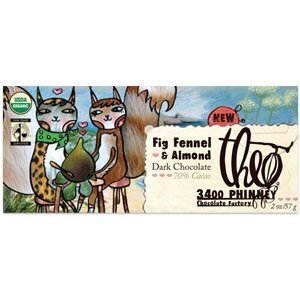 Theo Fantasy Dark Chocolate Inclusion Bars, Fig Fennel With Almond, 2 ounce (Pack of 12) logo