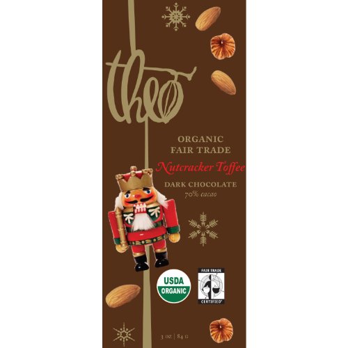 Theo Organic Nutcracker Toffee Fair Trade Dark Chocolate 70% Cacao, (4 Pack) logo