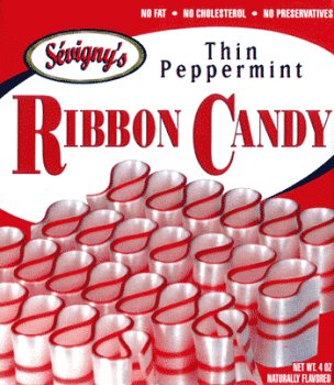 Thin Peppermint Ribbon Candy 4oz. Box logo