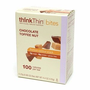 Thinkthin Bites 100 Calorie Chocolate Toffee Nut, Gluten Free, 5-count (0.88-ounce) Bars (Pack of 6) logo