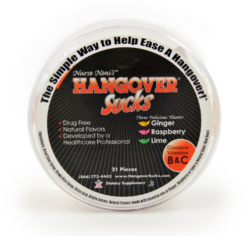 Three Lollies Hangover Sucks With Vitamins B and C Ginger Raspberry and Lime For Alcohol Hangover Relief, 21 Count logo