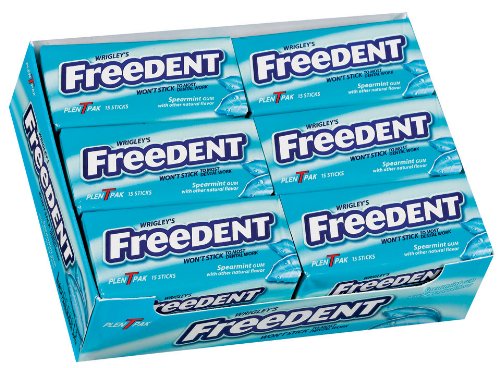 Tj Wrigleys Freedent – Wont Stick To Most Dental Work Spearmint Gum – 12 Fifteen – Pieces Packages (180 Pieces Of Gum Total) logo