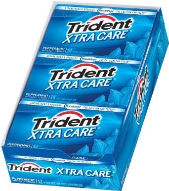 Tj11 Trident Peppermint Xtra Care Artificial Flavors Sugar Free Chewing Gum – 12×14 Pieces Packages (168 Pieces Total) logo