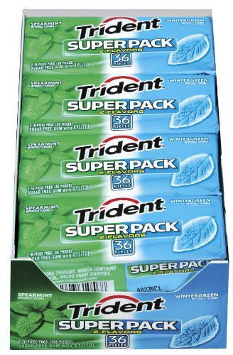 Tj11 Trident Spearmint/wintergreen Twist Super Pack 2 Artificial Flavors Sugar Free Chewing Gum – 8×36 Pieces Packages (288 Sticks Total) logo