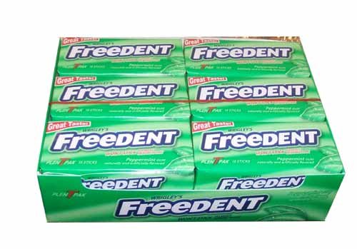 Tj8 Wrigleys Freedent – Wont Stick To Most Dental Work Peppermint Gum – 12 Fifteen – Pieces Packages (180 Pieces Of Gum Total) logo