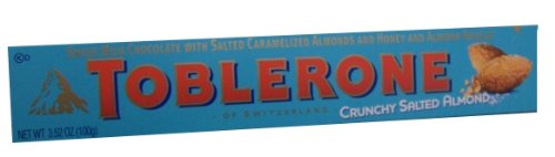 Toblerone Milk Chocolate, Crunchy Salted Almond, 3.52 Ounce (Pack of 20) logo