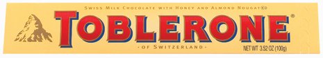 Toblerone Swiss Milk Chocolate With Honey & Almond Nougat 3.52oz logo