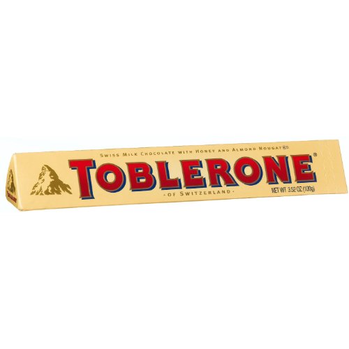 Toblerone Swiss Milk Chocolate With Honey and Almond Nougat, 3.52 ounce Bars (Pack of 20) logo
