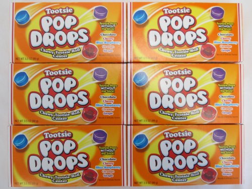 Tootsie Pop Drops Chewy Tootsie Roll Center: Chocolate, Cherry, Blue Raspberry, Orange, Grape Naturally & Artificially Flavored – 6 Pack of 3.5 Oz Boxes logo