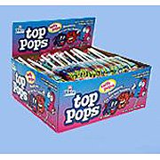 Top Pops Taffy Lollipops Red and Blue Raspberry 48 Ct (4 Boxes) logo