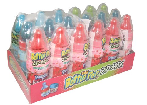 Topps Baby Bottle Pop 2 D Max Assorted Flavors logo