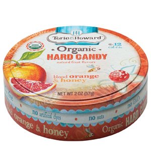 Torie and Howard Organic Hard Candy Tin, Blood Orange and Honey, 2 Ounce logo