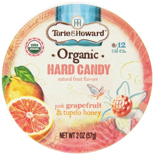 Torie and Howard Organic Hard Candy Tin, Pink Grapefruit and Tupelo Honey, 2 Ounce logo