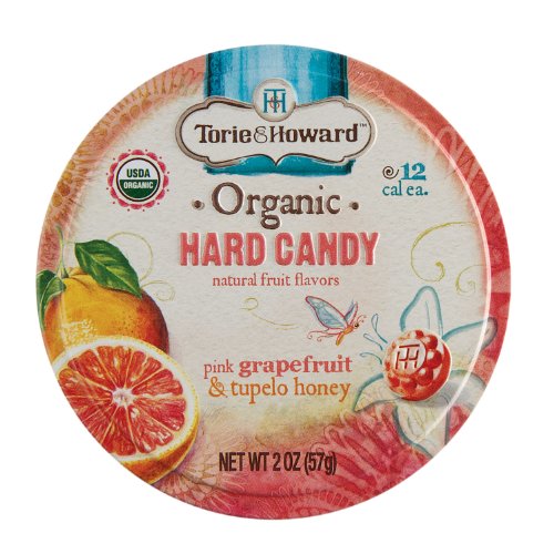 Torie & Howard, Pink Grapefruit & Tupelo Honey Organic Hard Candy, Each Of Eight Tins Are 2 Oz (Pack of 8) logo