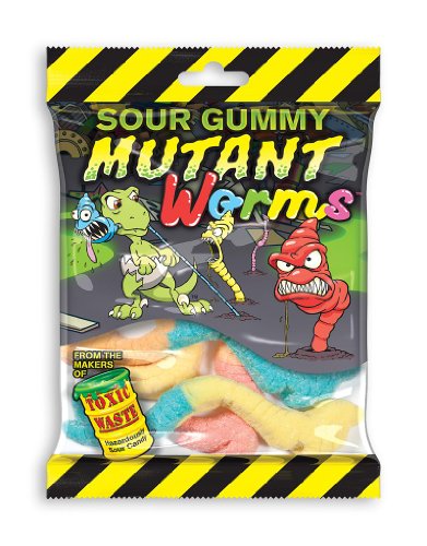 Toxic Waste Sour Gummy Mutant Worms 5 Ounce Bags (Pack of 12) logo