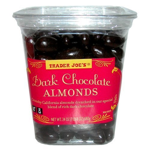 Trader Joe’s Dark Chocolate Almonds Crunchy California Almonds Drenched In Rich Dark Chocolate No Gluten Ingedients Used Low Sodium By Trader Joe’s Monrovia Ca [foods] logo