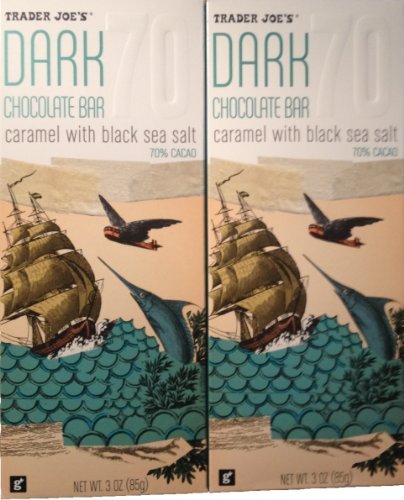 Trader Joe’s Dark Chocolate Bar With Caramel and Black Sea Salt 70 % Cacao 3 Oz / 85 G – 2 Pack logo