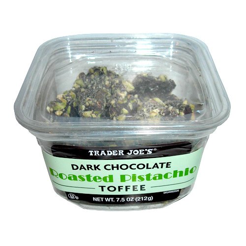 Trader Joe’s Dark Chocolate Roasted Pistachio Toffee, 7.5 Oz. logo