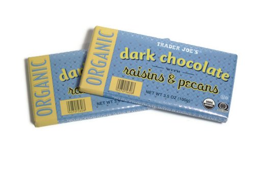 Trader Joe’s Organic Dark Chocolate Bar With Raisins and Pecans, 3.5 Oz. (Pack of 2) logo