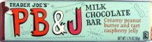 Trader Joe’s Pb & J Milk Chocolate Bar..Creamy Peanut Butter and Tart Raspberry Jelly logo