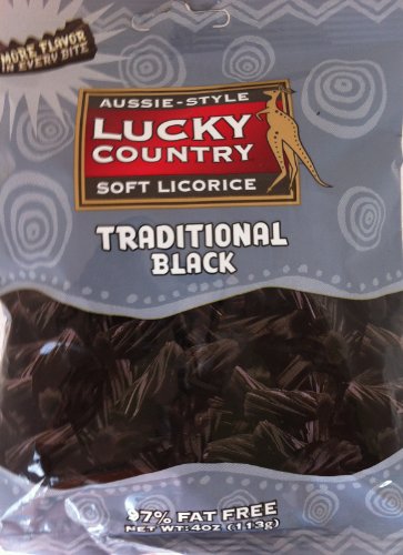 Traditional Black Licorice Aussie Style Bite Size 4oz Pack of 6 Bags logo