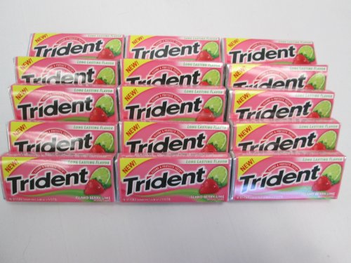 Trident Clean & Protect Teeth Island Berry Lime Naturally & Artificially Flavored Long Lasting Sugarfree Chewing Gum With Xylitol- 15 Packs Of 18 Pieces Sugar Free Gum (270 Pieces Total) logo