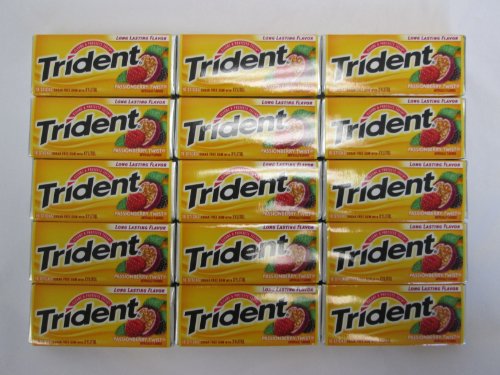 Trident Clean & Protect Teeth Passionberry Twist Naturally & Artificially Flavored Long Lasting Sugarfree Chewing Gum With Xylitol- 15 Packs Of 18 Pieces Sugar Free Gum (270 Pieces Total) logo