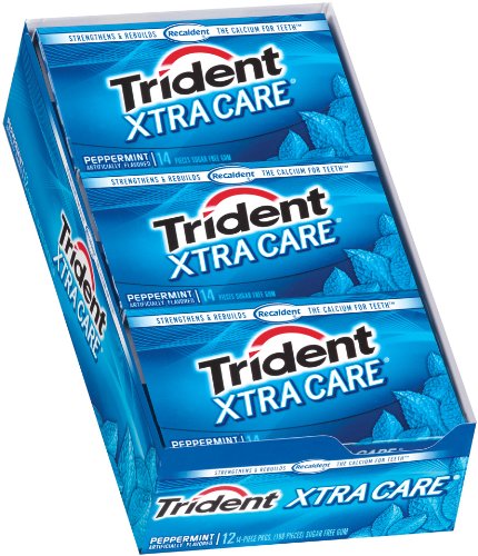 Trident Extra Care Peppermint, 12-count Packages logo