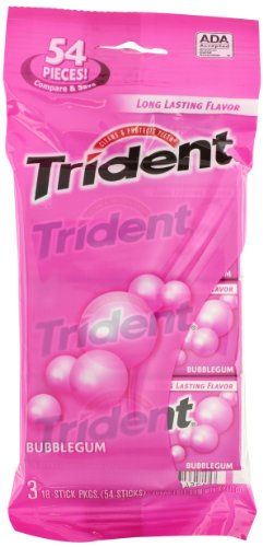 Trident Gum, Bubblegum 54-stick Packs (Pack of 5) logo