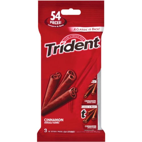 Trident Gum, Cinnamon (3-pack), 18-stick Packs (Pack of 5) logo