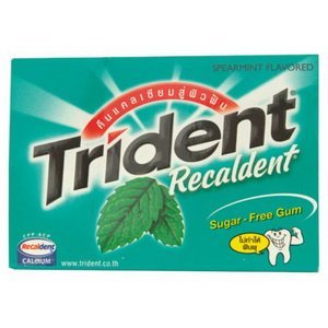 Trident Gum Recaldent Spearmint 12.6g. (Pack of 5) logo