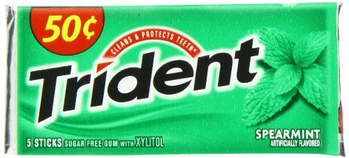Trident Gum, Spearmint, 5 Count (Pack of 20) logo