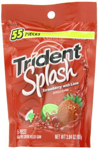 Trident Gum, Splash Strawberry Lime, 55 Count (Pack of 4) logo