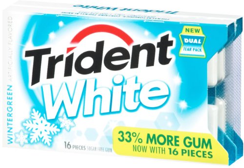 Trident Gum, Sugar Free, Wintergreen, Dual Tear Pack, 16 Ct (Pack of 9) logo
