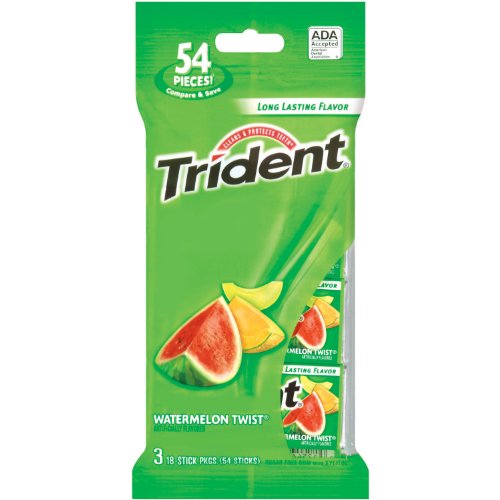 Trident Gum, Watermelon Twist (3-pack), 18-stick Packs (Pack of 5) logo