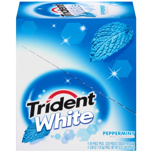 Trident Gum, White Peppermint, 80-count (Pack of 4) logo