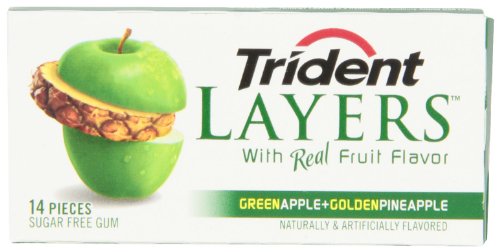 Trident Layers Green Apple and Golden Pineapple, 14-count (Pack of 12) logo