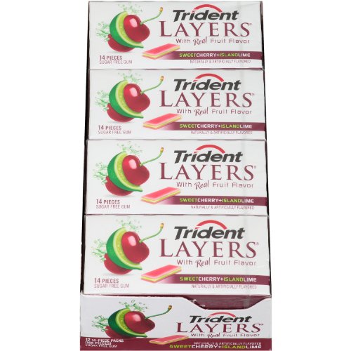 Trident Layers Gum, Sweet Cherry and Island Lime, 14-count (Pack of 12) logo