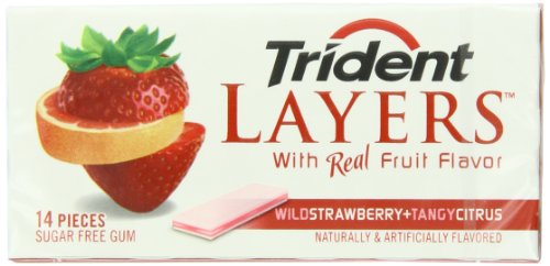 Trident Layers Gum, Wild Strawberry + Tangy Citrus, 14-piece Packs (Pack of 12) logo