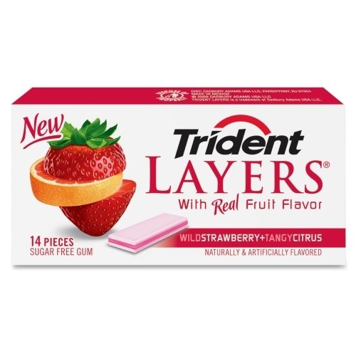 Trident Layers Gum,12/bx Wild Strawberry/tangy Citrus,we/rd logo