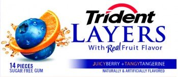 Trident Layers Juicy Berry and Tangy Tangerine 24-14 Packs logo