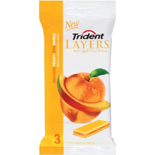 Trident Layers Orchard Peach and Ripe Mango, 42-count (Pack of 5) logo
