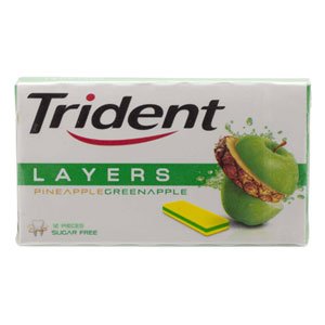 Trident Layers Pineapple Green Apple Sagar Free Gum 26.4g. Pack of 5 logo