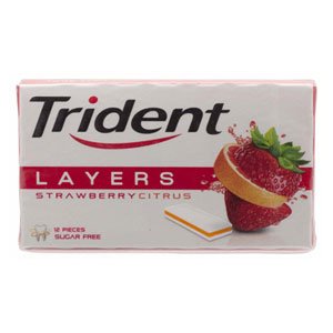 Trident Layers Strawberry Citrus Sagar Free Gum 26.4g. Pack of 5 logo