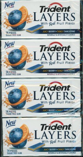 Trident Layers Sugarfree Gum – Juicy Berry + Tangy Tangerine – 8 Packs Of 14 Pieces (112 Pieces) logo