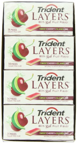 Trident Layers Sweet Cherry & Island Lime 8 Packs/14 Pieces Each logo