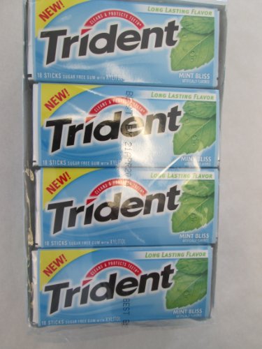 Trident Mint Bliss Artificial Flavored Sugarfree Chewing Gum – 12 X 18 Stick (216 Total Sticks ) logo