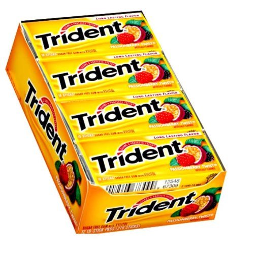 Trident Passionberry Twist Sugarless Gum With Xylitol – 12 X 18 Stick Packs = 216 Sticks Of Sugar Free Gum logo