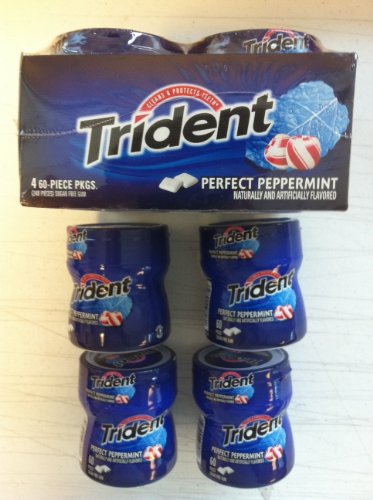 Trident Perfect Peppermint Artificial Flavors Sugar Free Chewing Gum – 4 Bottle Of 60 Pieces Packages (240 Pieces Total) logo