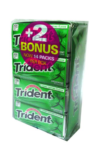 Trident Spearmint Sugar Free Gum Bonus Pack 14 Packs 18 Pieces Each logo